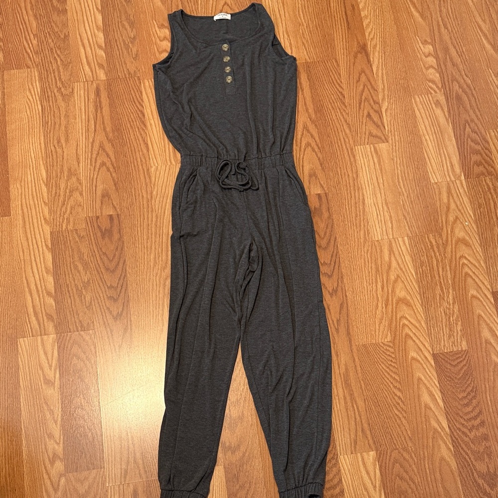 Zenana Outfitters Dark Gray Sleeveless Jumpsuit
